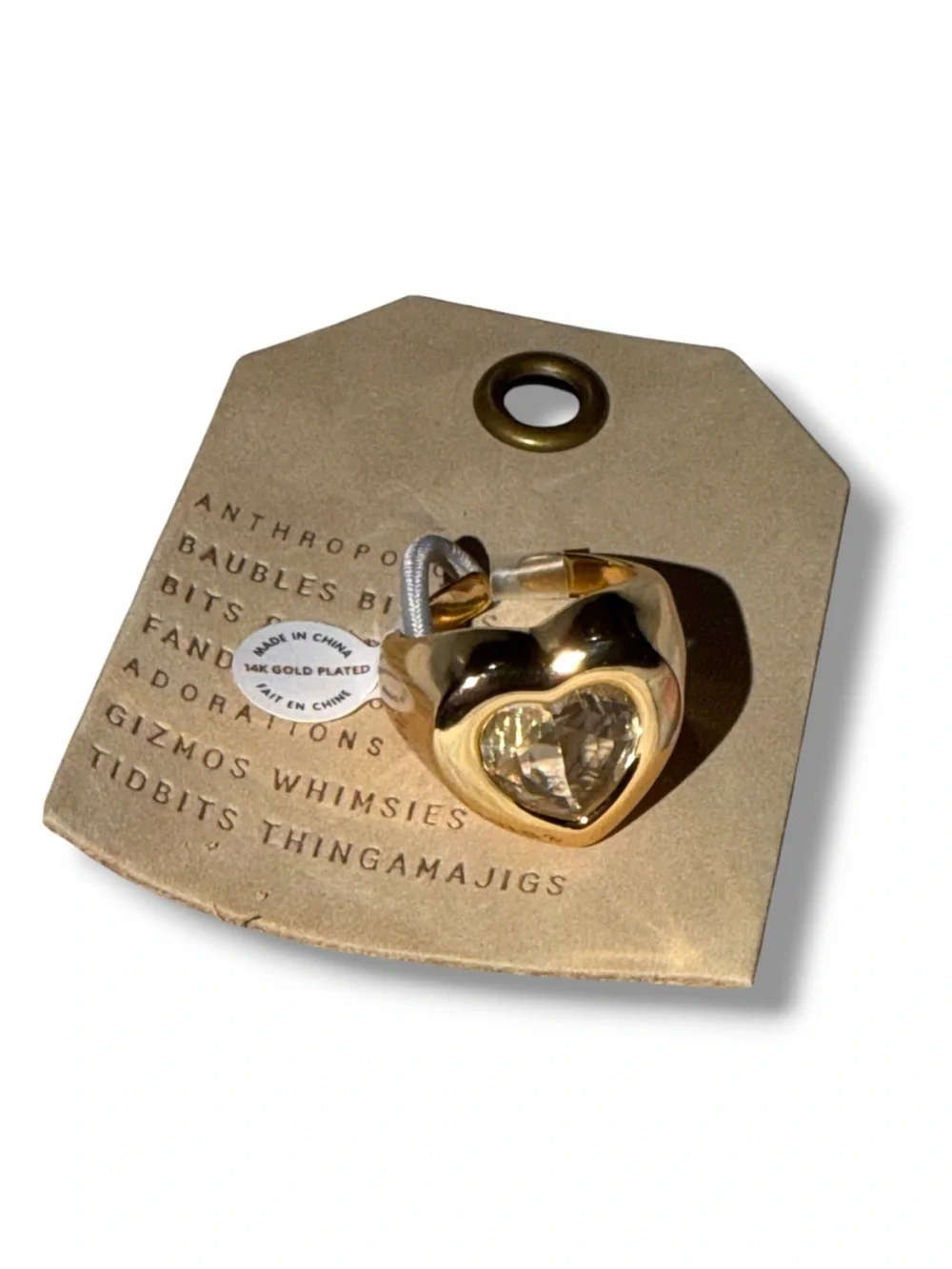 NWT Anthropologie Heart Stone Cocktail Ring